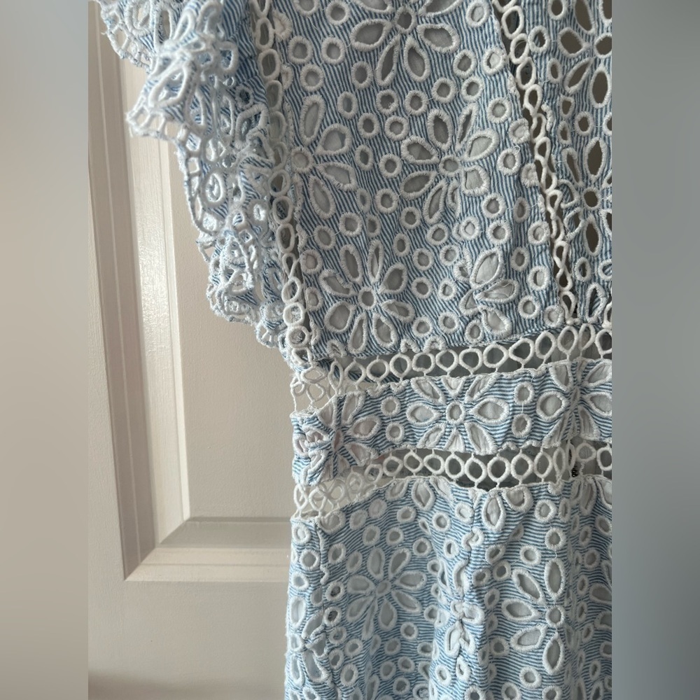 SAYLOR Shanice Eyelet Pinstripe Romper - Picture 3 of 16